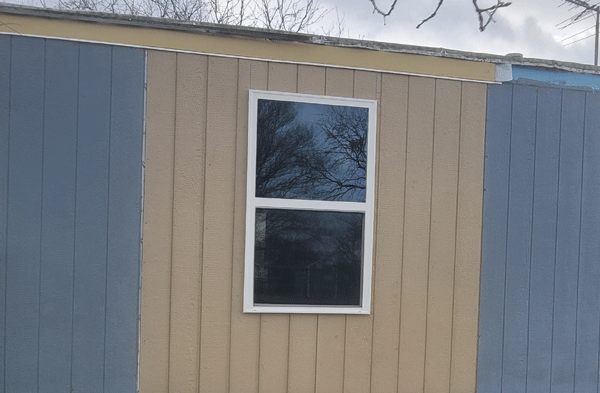 Improved exterior wall before paint