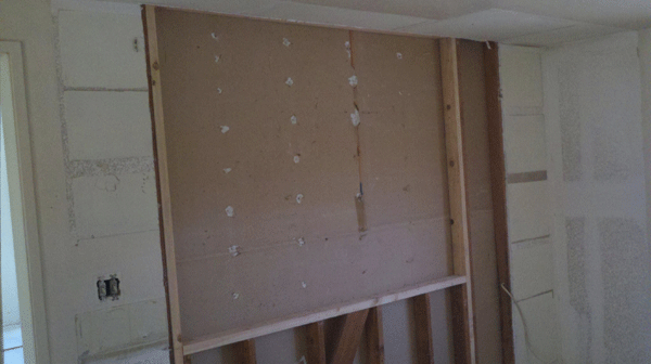 before wall hole cut out